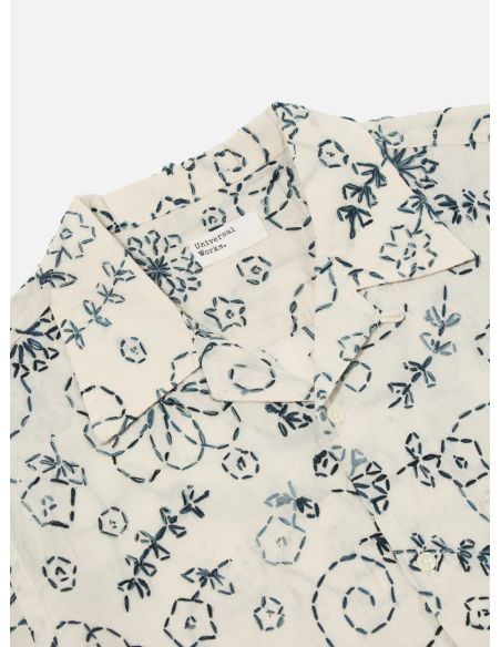 CAMP SHIRT ECRU CHARCOAL KANTHA