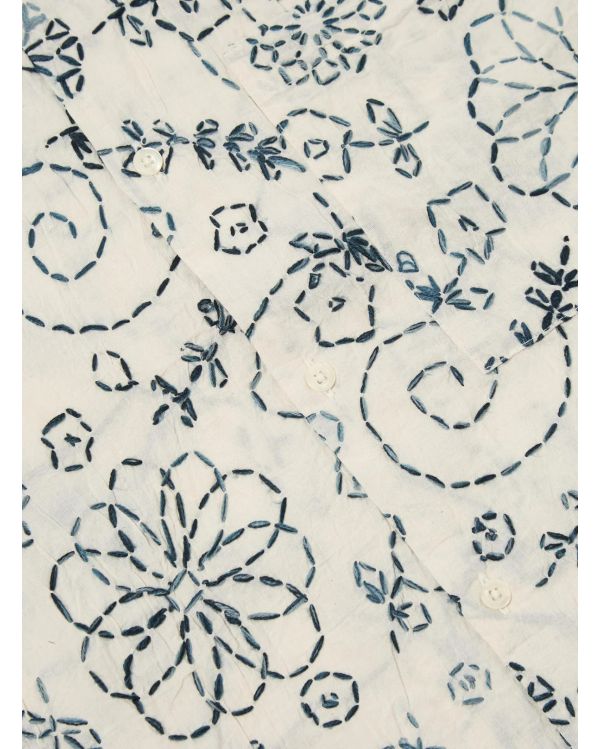 CAMP SHIRT ECRU CHARCOAL KANTHA
