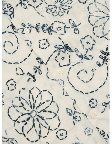 CAMP SHIRT ECRU CHARCOAL KANTHA