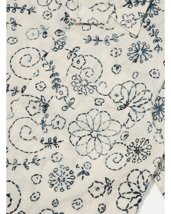 CHEMISE DE CAMP ECRU CHARCOAL KANTHA
