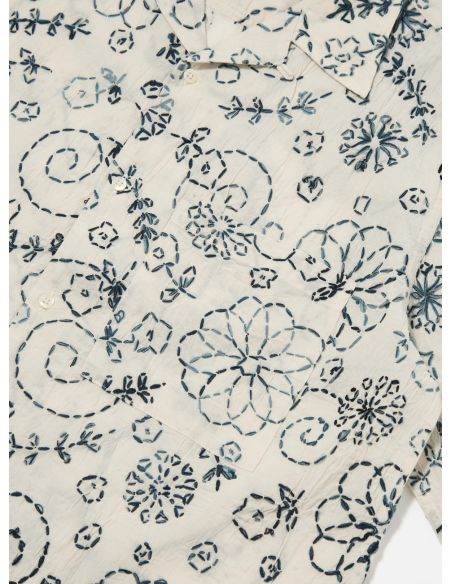 CAMP SHIRT ECRU CHARCOAL KANTHA