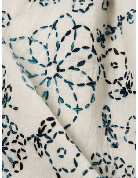 CAMP SHIRT ECRU CHARCOAL KANTHA