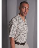 CAMP SHIRT ECRU CHARCOAL KANTHA
