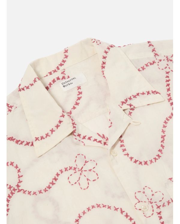 CAMP SHIRT ECRU TERRACOTTA KANTHA