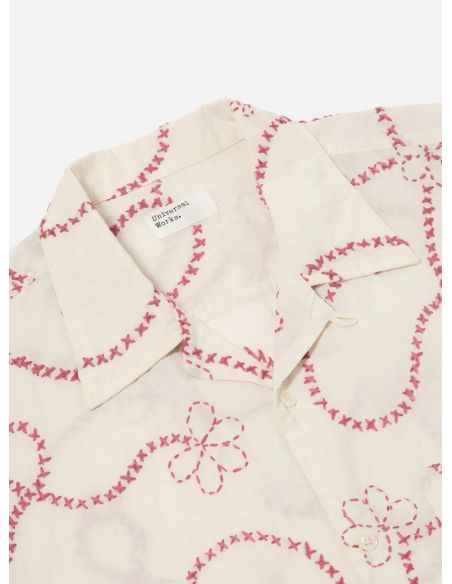 CAMP SHIRT ECRU TERRACOTTA KANTHA