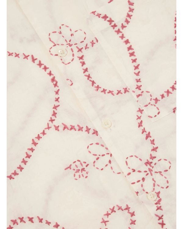 CAMP SHIRT ECRU TERRACOTTA KANTHA