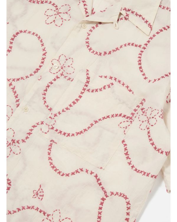 CHEMISE DE CAMP ECRU TERRACOTTA KANTHA