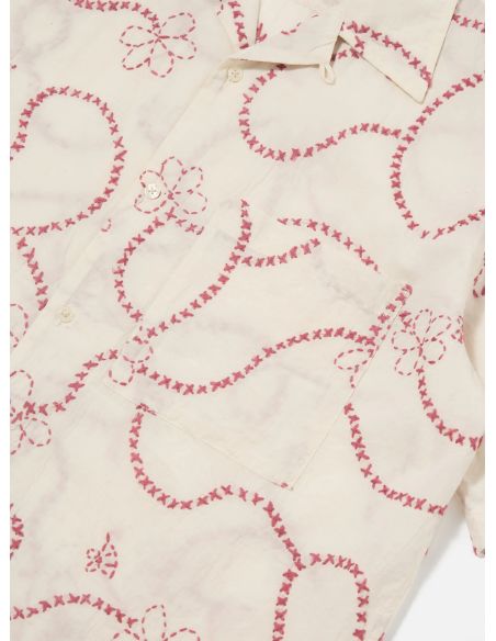 CHEMISE DE CAMP ECRU TERRACOTTA KANTHA