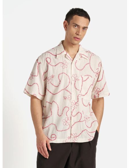 CAMP SHIRT ECRU TERRACOTTA KANTHA