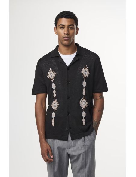 HENRY SS BLACK KNIT SHIRT