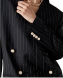 BLAZER OVERSIZE EN LAINE A FINES RAYURES NOIR