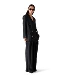BLAZER OVERSIZE EN LAINE A FINES RAYURES NOIR