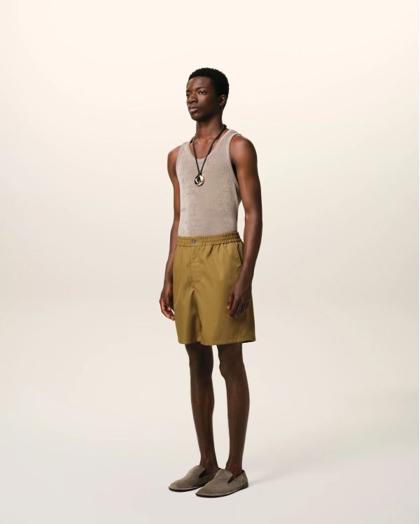 MUSTARD SHORTS IN HAVANA TWILL 2