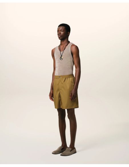 MUSTARD SHORTS IN HAVANA TWILL