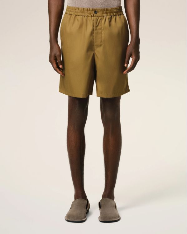 MUSTARD SHORTS IN HAVANA TWILL