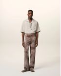 CHEMISE BEIGE MANCHES COURTES COL REQUIN MASTIC