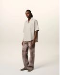 BEIGE SHORT-SLEEVED SHIRT WITH SHARK COLLAR