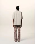 CHEMISE BEIGE MANCHES COURTES COL REQUIN MASTIC