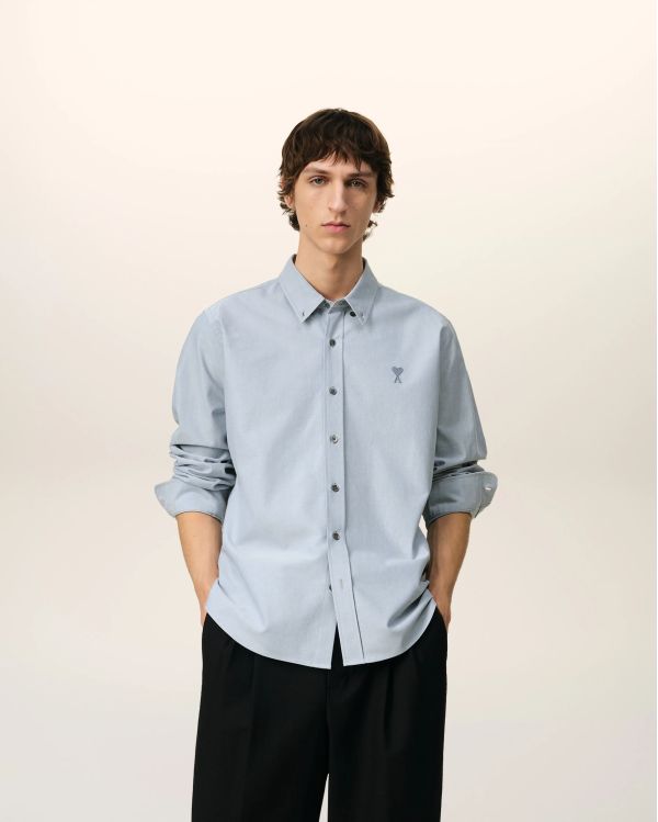 CHEMISE CLASSIQUE AMI DE COEUR TON SUR TON NOTE BLEUE