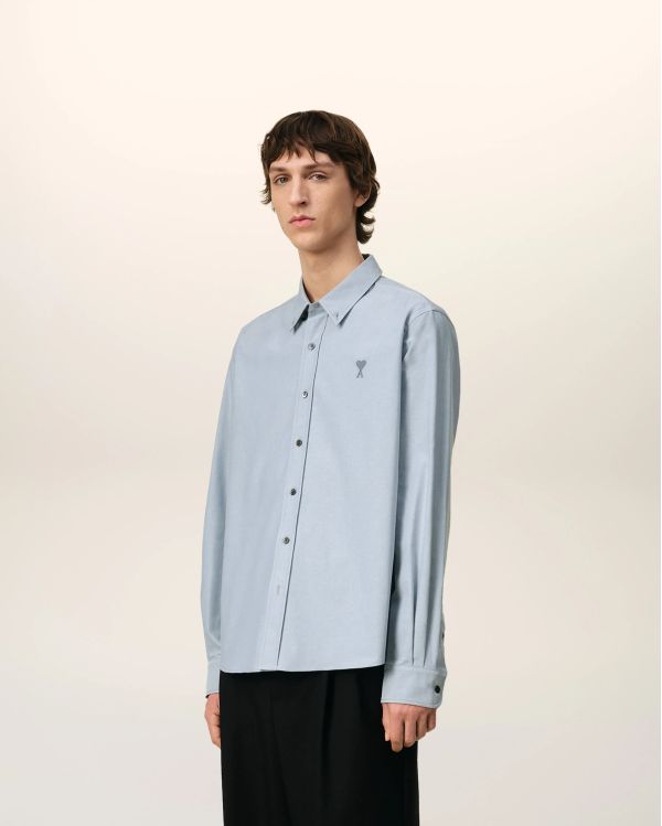 CHEMISE CLASSIQUE AMI DE COEUR TON SUR TON NOTE BLEUE