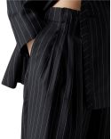 BLACK STRIPED TAILORED PANTS