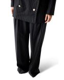 BLACK STRIPED TAILORED PANTS