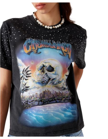 TSHIRT ORNE DE CRISTAUX LA PREMONITION NOIR