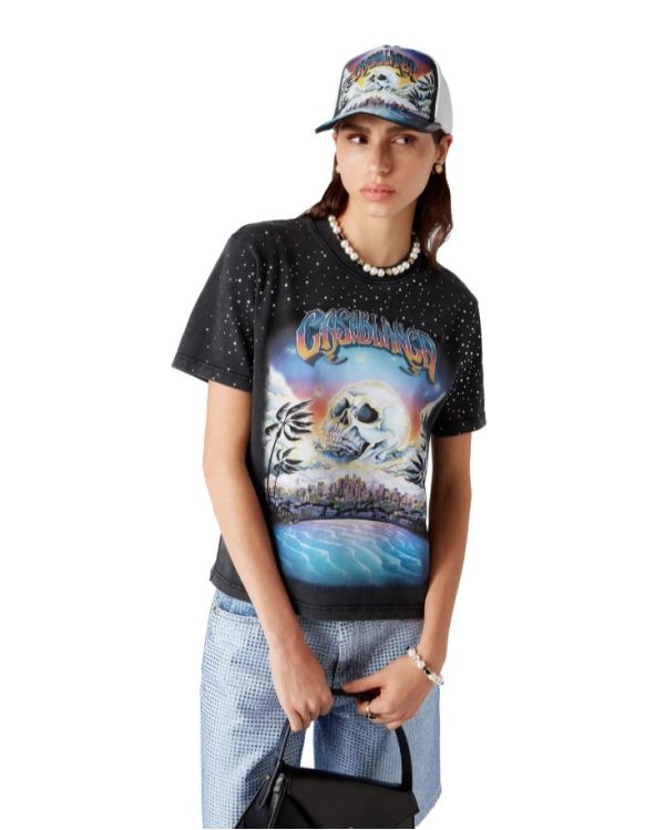 THE PREMONITION BLACK CRYSTAL DECORATED T-SHIRT