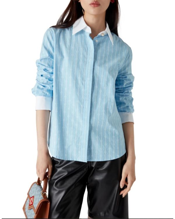 LAUREL BLUE THIN STRIPED LONG SLEEVE SHIRT