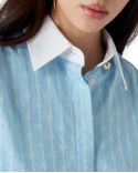 CHEMISE MANCHES LONGUES RAYURES FINES LAUREL BLEU