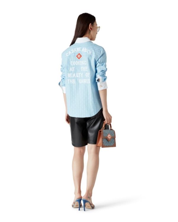 CHEMISE MANCHES LONGUES RAYURES FINES LAUREL BLEU