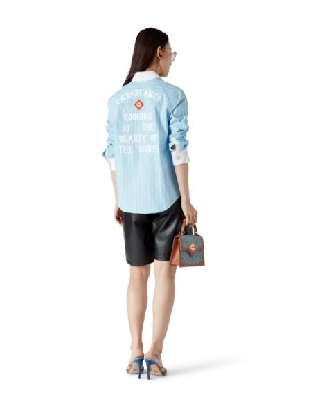 CHEMISE MANCHES LONGUES RAYURES FINES LAUREL BLEU