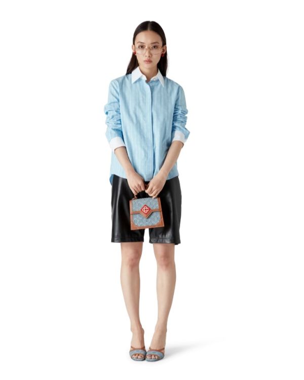 LAUREL BLUE THIN STRIPED LONG SLEEVE SHIRT 2