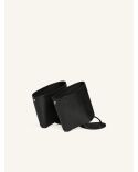 BLACK LEATHER OBLIQUE WEDGE MULES