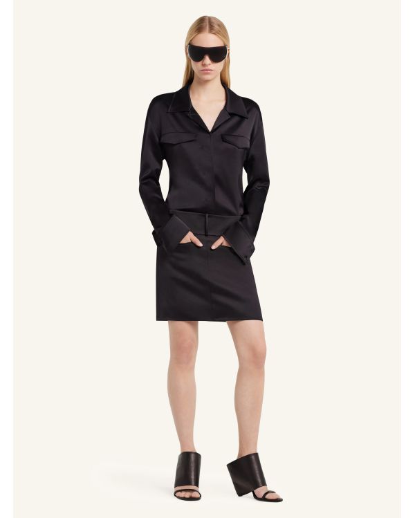 CHEMISE EN SATIN 2 POCHES NOIR