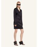BLACK 2-POCKET SATIN SHIRT