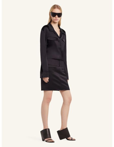 BLACK 2-POCKET SATIN SHIRT