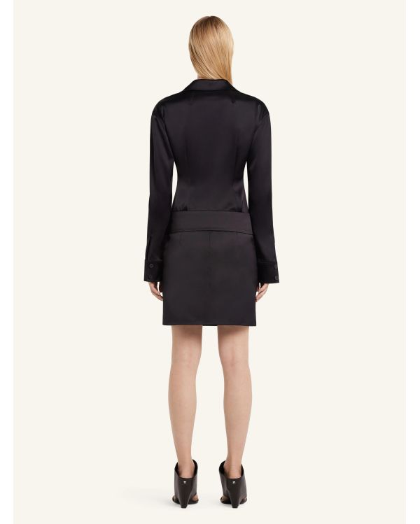 CHEMISE EN SATIN 2 POCHES NOIR 2