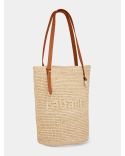 SAC CABAS EN RAPHIA BEIGE AVEC LOGO 