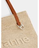 BEIGE RAFFIA TOTE BAG WITH LOGO