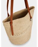 SAC CABAS EN RAPHIA BEIGE AVEC LOGO 
