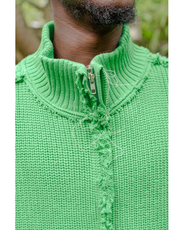 GREEN ZIPPED KNIT