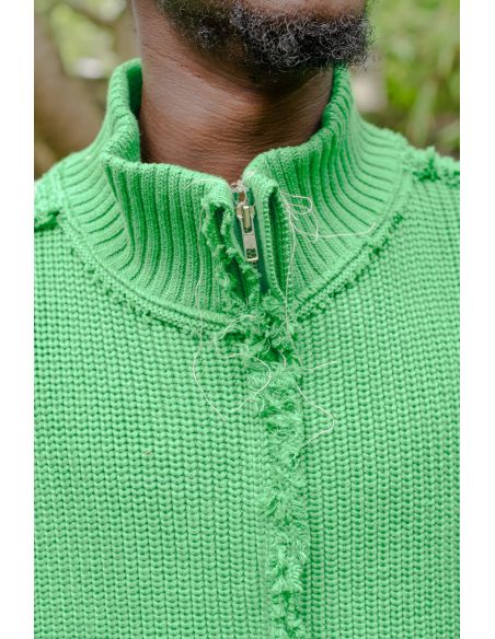 GREEN ZIPPED KNIT