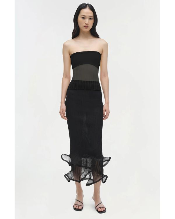 KELSO BLACK KNIT MIDI SKIRT