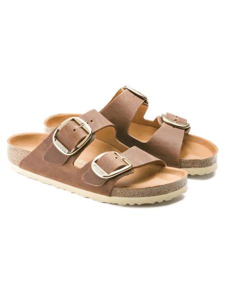 SANDALES ARIZONA BIG BUCKLE CUIR HUILE COGNAC 