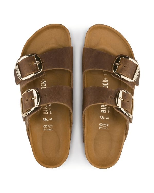 SANDALES ARIZONA BIG BUCKLE OILED LEATHER COGNAC