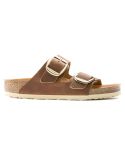 SANDALES ARIZONA BIG BUCKLE CUIR HUILE COGNAC 