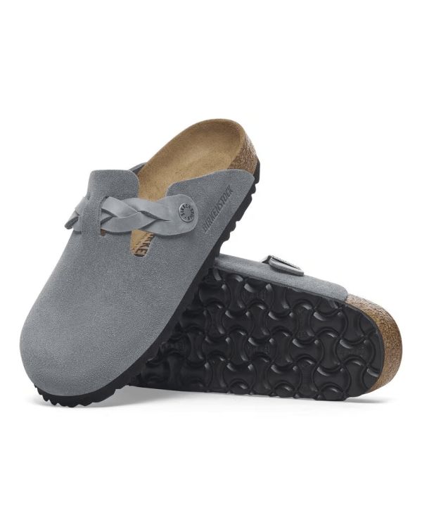 MULES BOSTON BRAIDED SUEDE GRIS BASALT GRAY 2