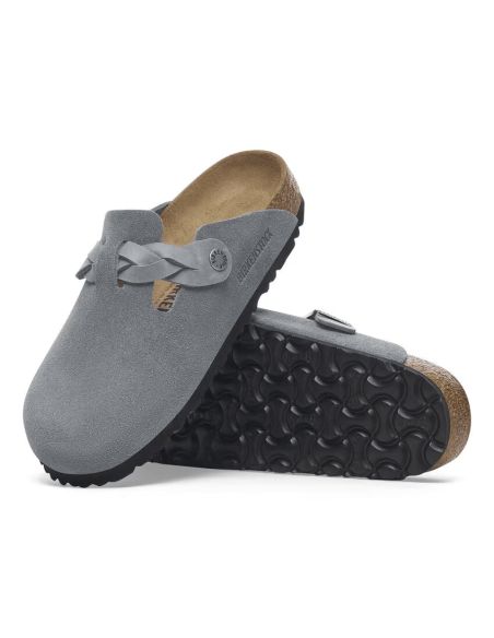 MULES BOSTON BRAIDED SUEDE GRIS BASALT GRAY