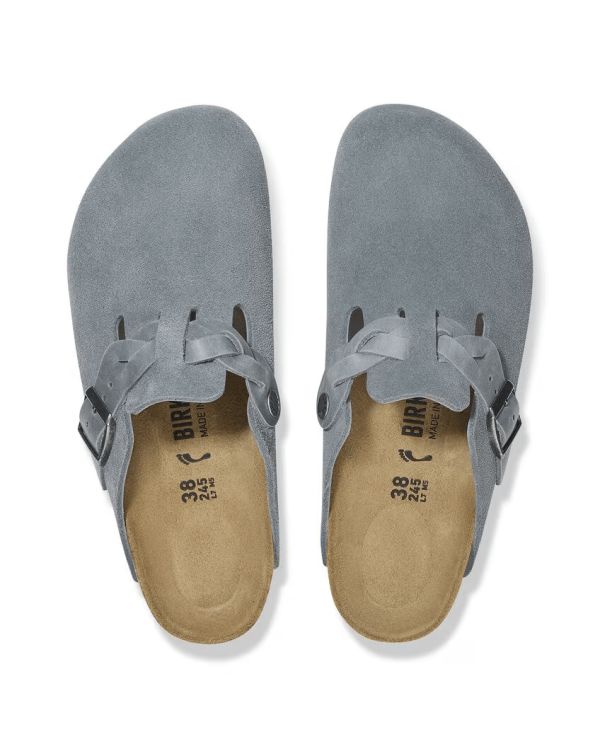 MULES BOSTON BRAIDED SUEDE GRIS BASALT GRAY